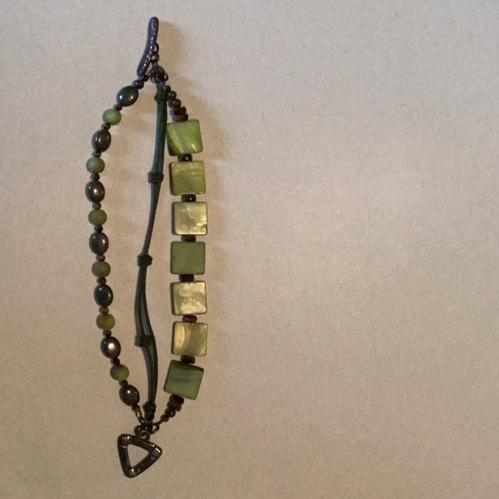 Silpada green stone triple layer bracelet